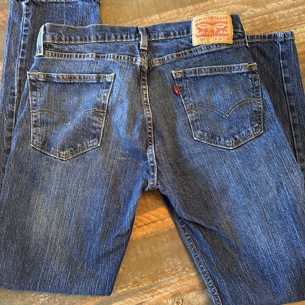 Levis 505 Jeans Mens 32x32 Rare Blank Red Label Trademark "R" Tag Straight Fit